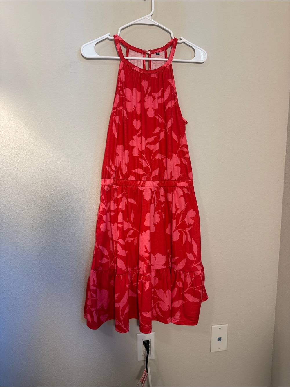 Women’s red floral midi dress size medium